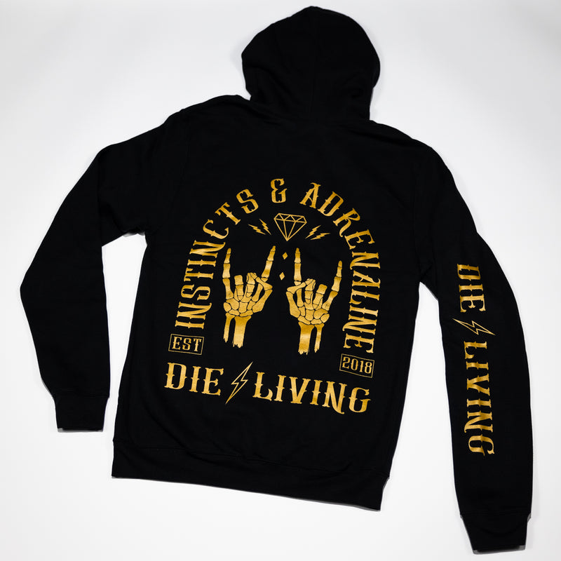 Die Living Hoodie- Gold Logo