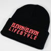 Black Embroidered Cuff Toque