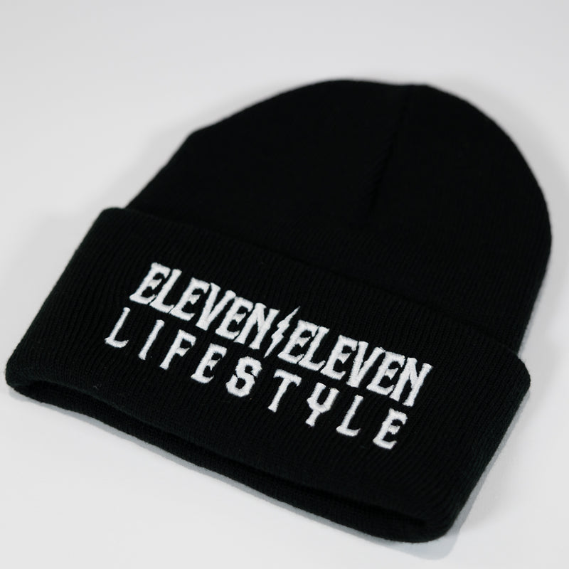 Black Embroidered Cuff Toque
